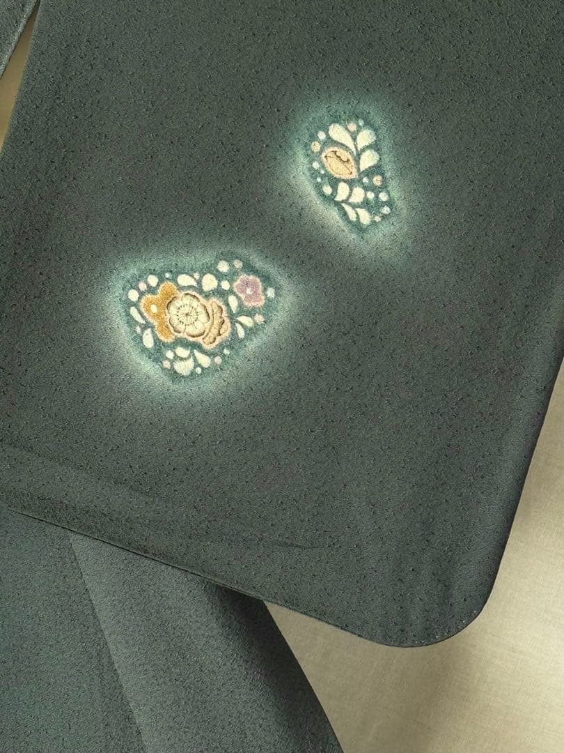 [美品] 辻ヶ花　付下げ　訪問着　正絹　緑　くすみ　略礼装　お茶　初釜　卒業式