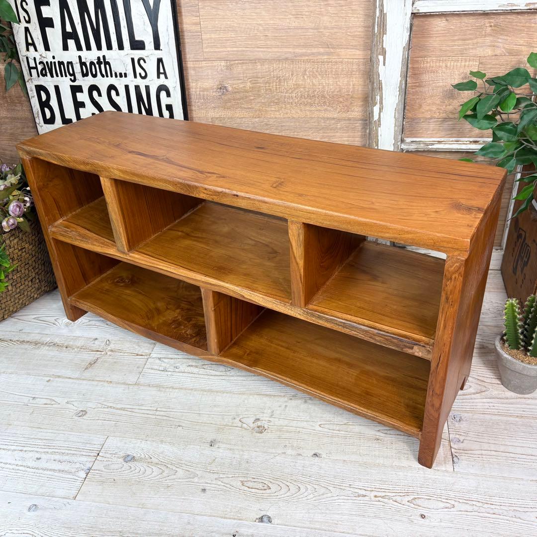 訳あり品！オールドチーク天然無垢材ナチュラルウッドテレビ台サイドボード飾り棚