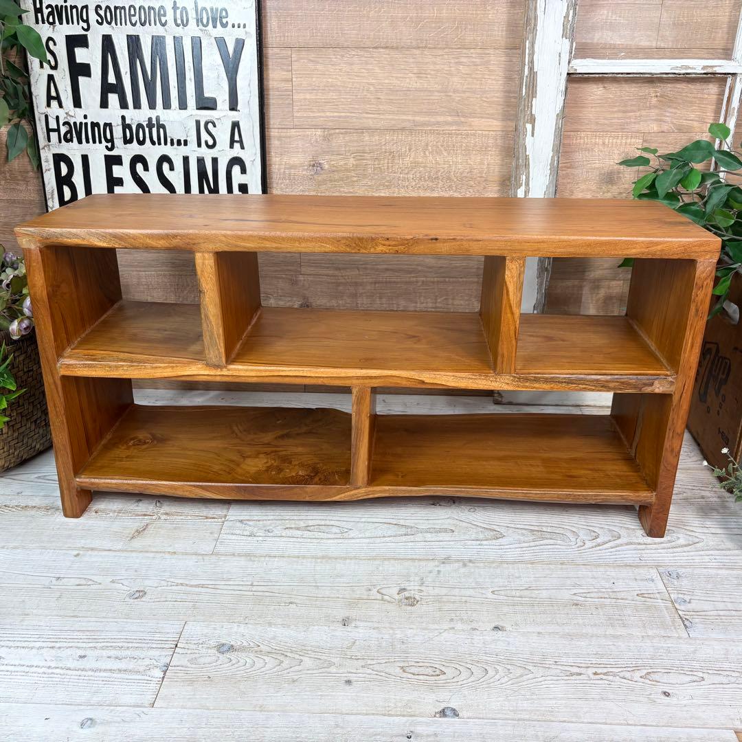 訳あり品！オールドチーク天然無垢材ナチュラルウッドテレビ台サイドボード飾り棚
