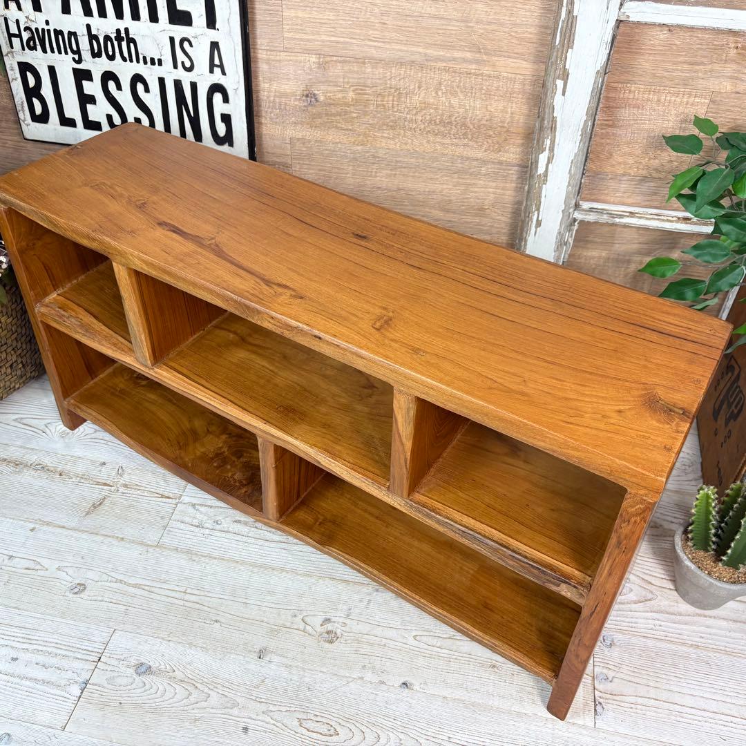 訳あり品！オールドチーク天然無垢材ナチュラルウッドテレビ台サイドボード飾り棚