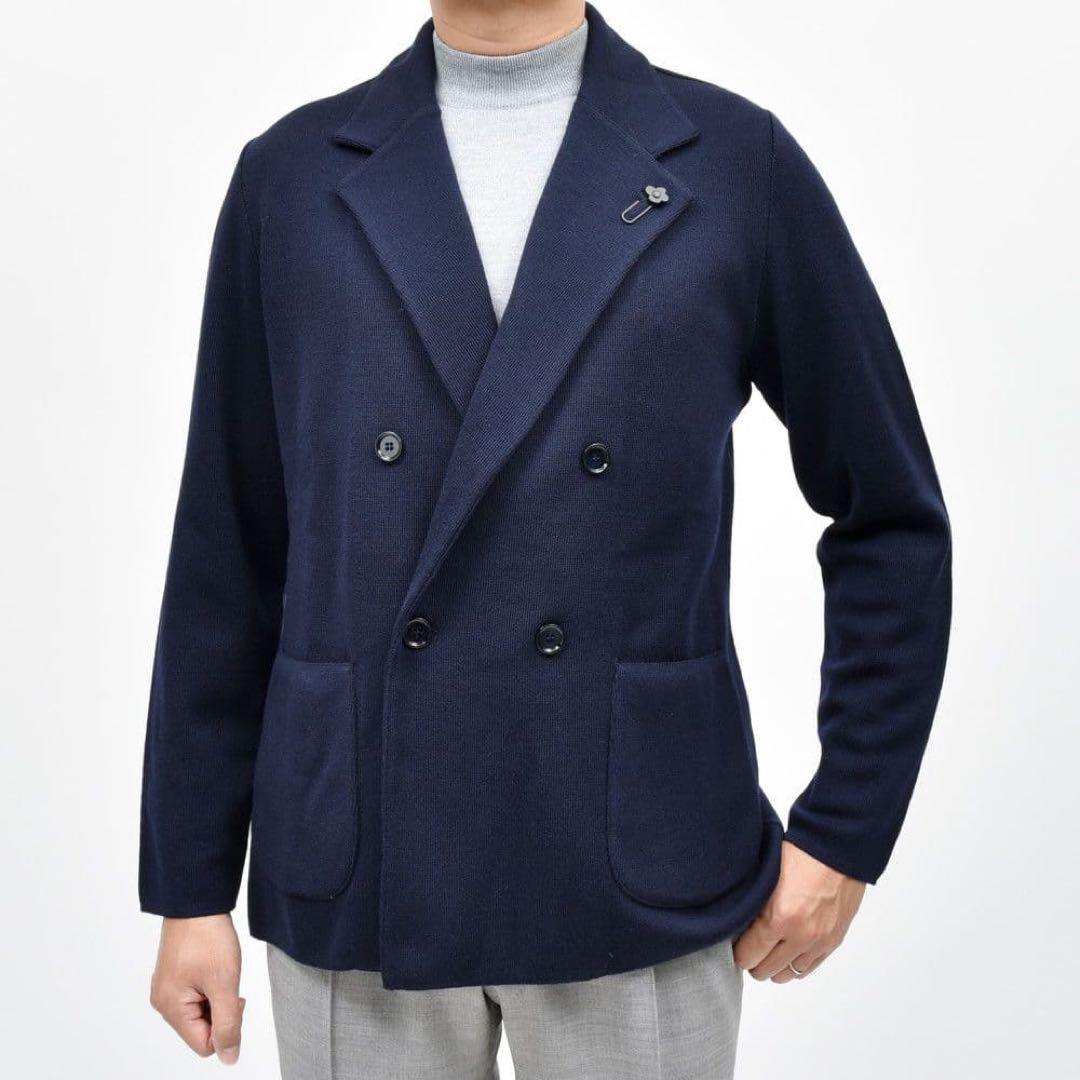 ラルディーニ⭐️ミラノリブ⭐️ウール⭐️ネイビーダブル⭐️現行モデル S 46 GUJI
