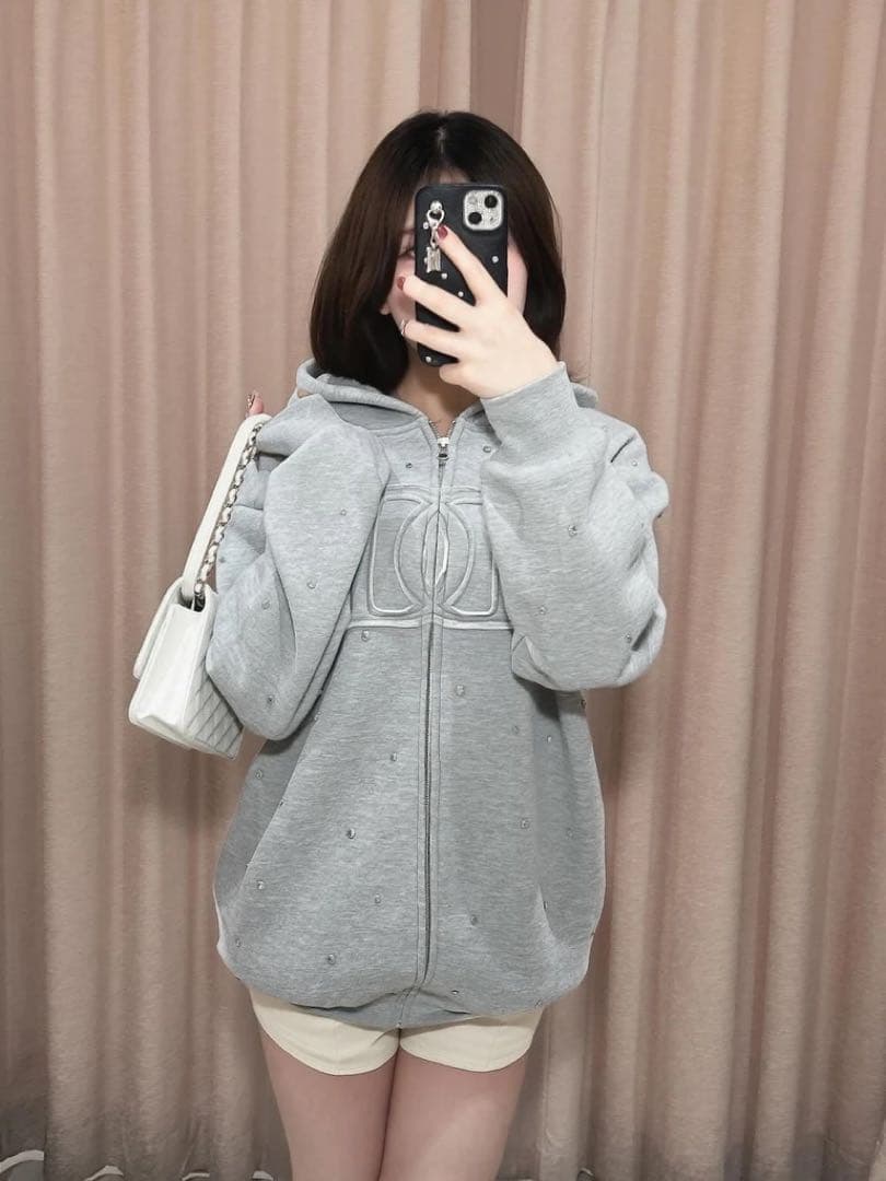 ♡ ダーリッチ Darich ♡ DDロゴビジュージップパーカー グレー 未開封