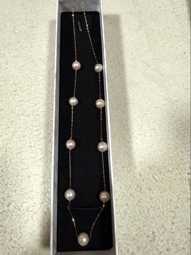 K18 パール 真珠 ステーション ネックレス 50cm