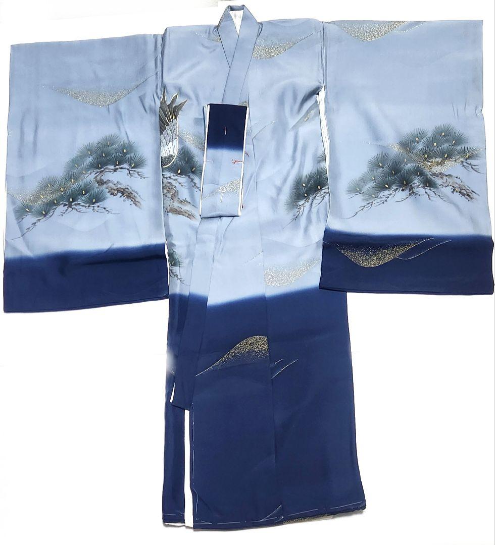 未使用　正絹　お宮参り　七五三　産着　初着　祝着　鷹　男の子　子供用着物