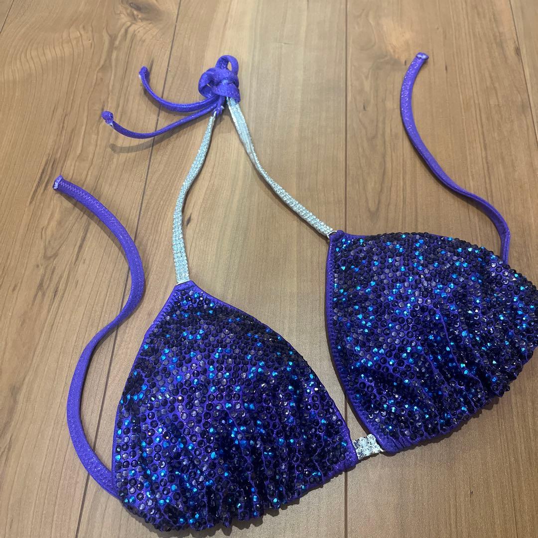 ボディコンテスト用ストーンビキニ 紫
