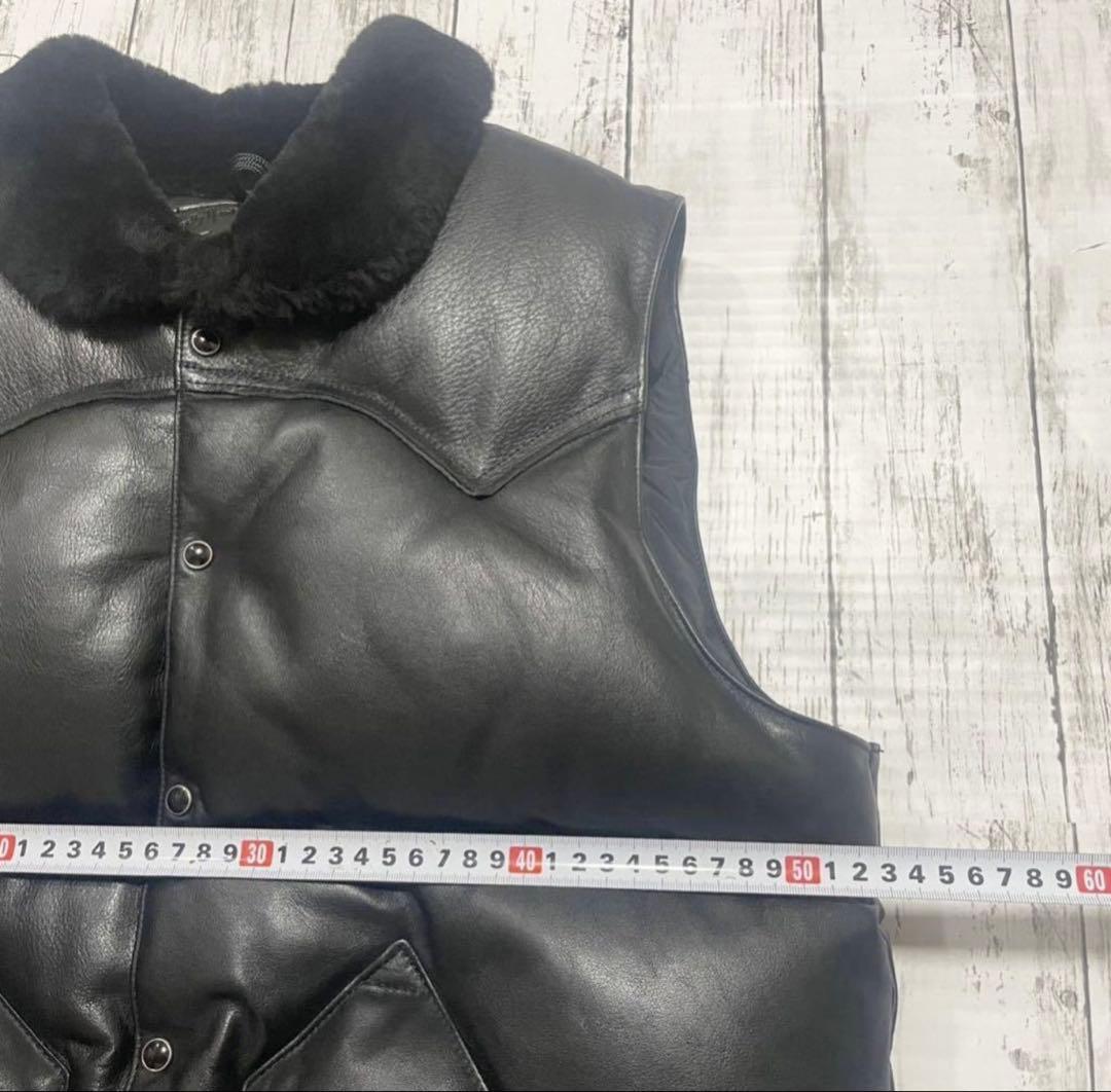 ロッキーマウンテンフェザーベッド オールレザー ダウンベスト 40 L 美品