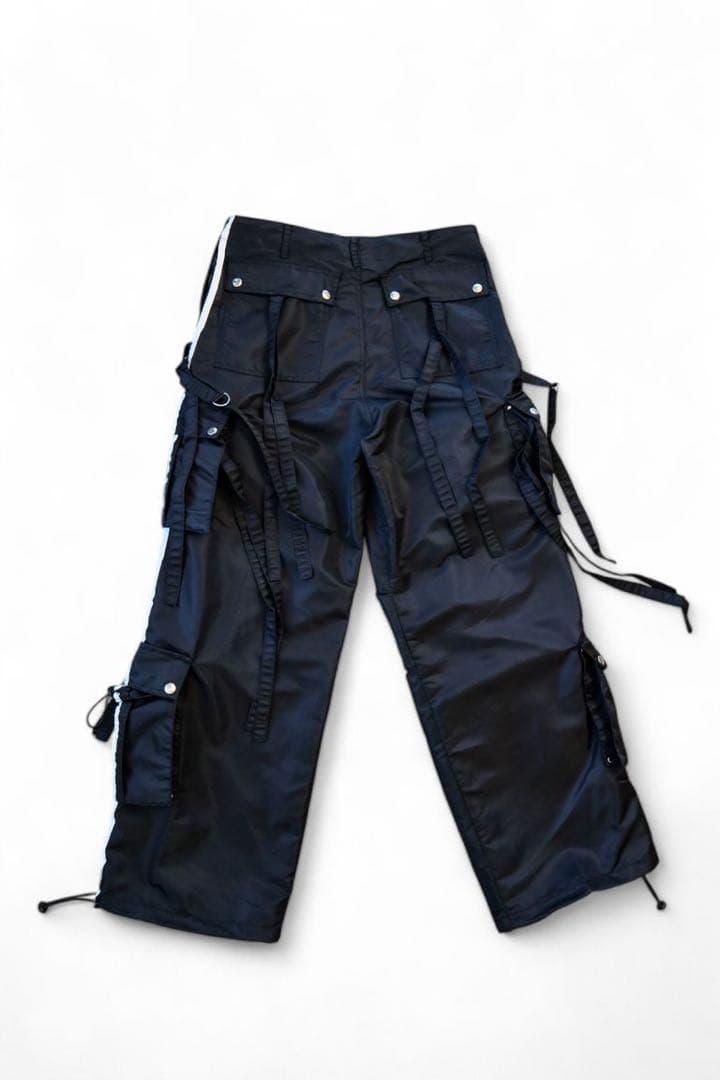 カーゴパンツ ブラック ホワイトストライプ