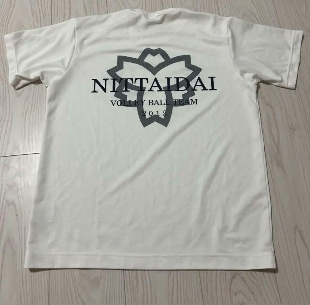 龍実　日体大 バレーボール部　練習着　チームＴシャツ　白　Ｌ