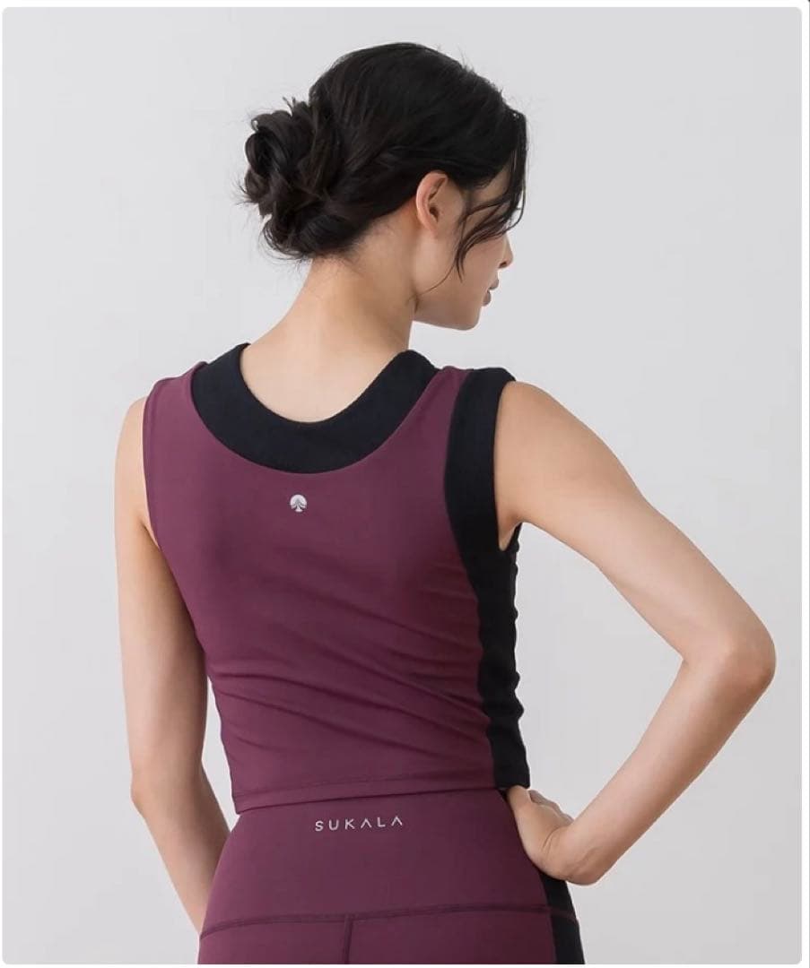新品未開封【SUKALA】バイカラーショートタンクトップ(S/ワイン)