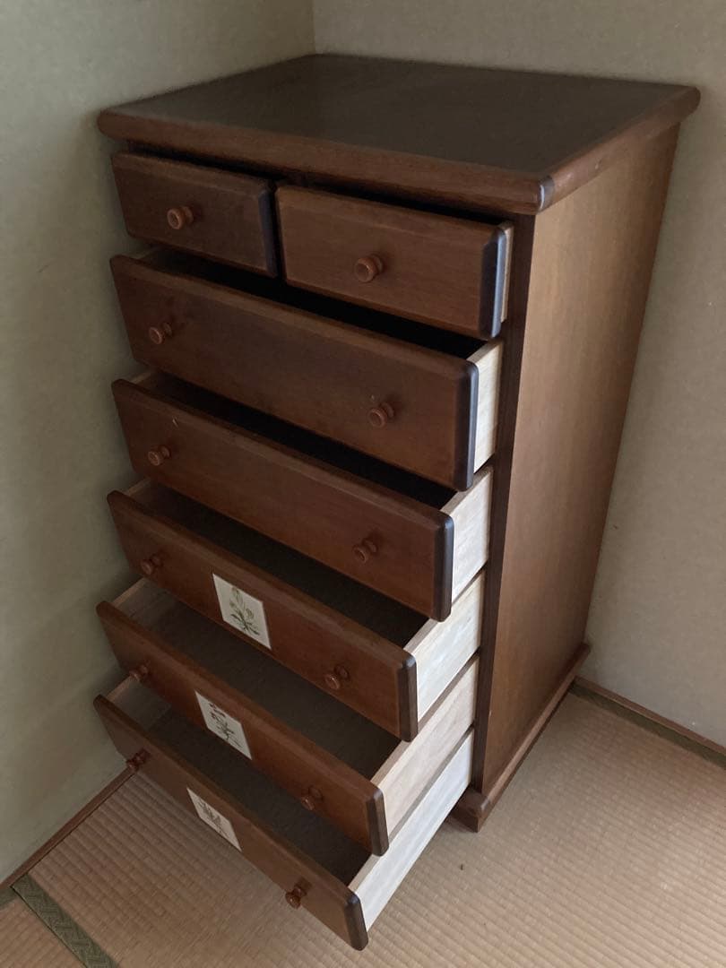 木製チェスト 7段 タンス　箪笥　ハイチェスト