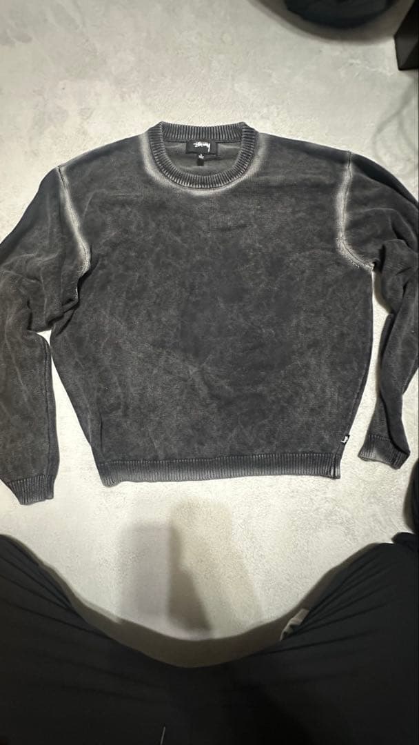 STUSSY ステューシーニット ブラック FADED COTTON CREW