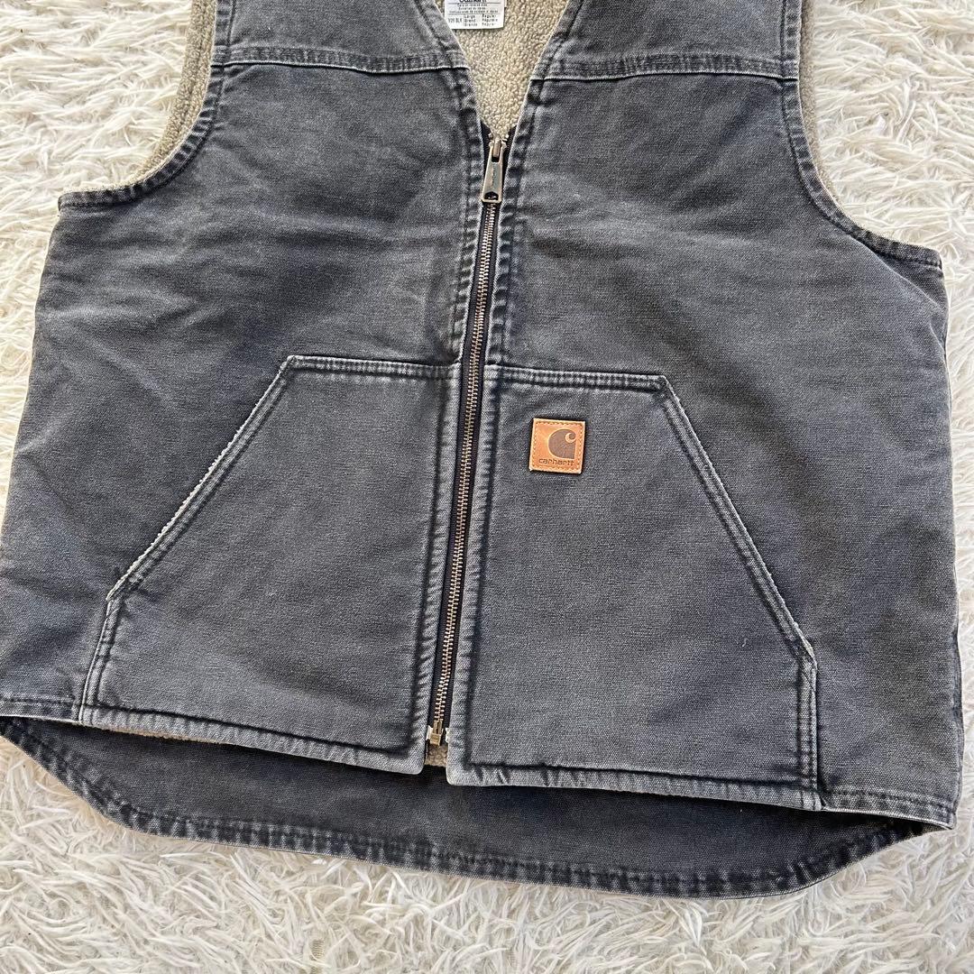 Carhartt USA製 ダックベスト デニム　チャコールグレー ボア L