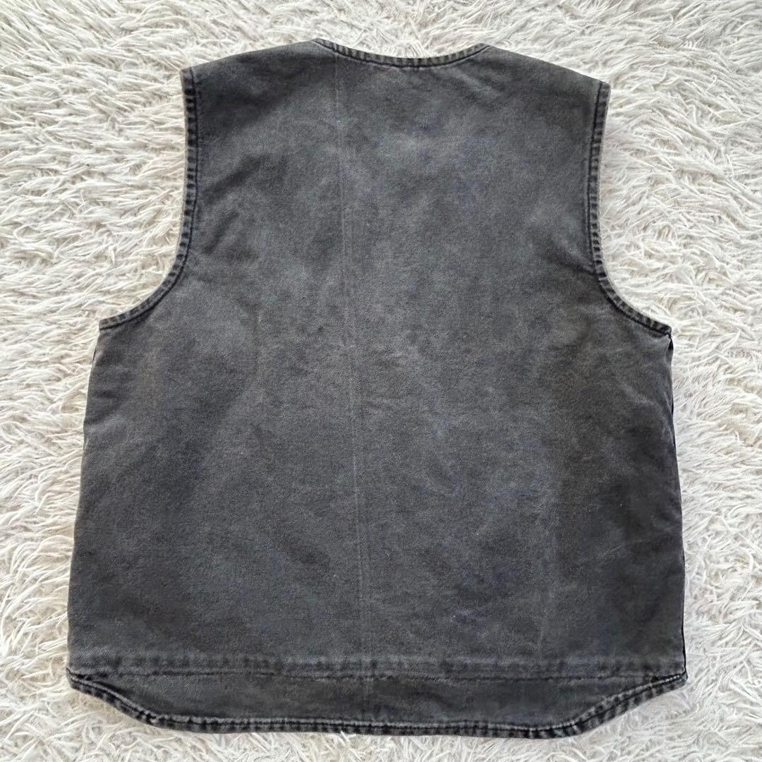 Carhartt USA製 ダックベスト デニム　チャコールグレー ボア L