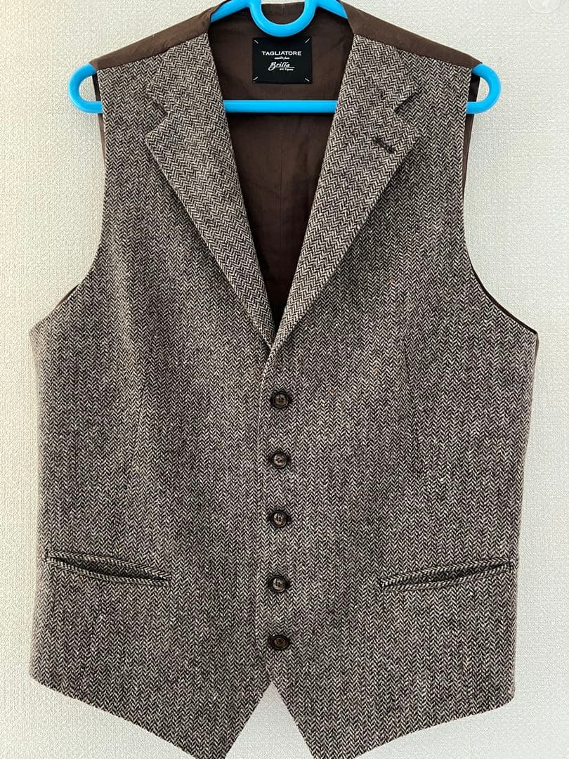 TAGLIATORE ツイード ヘリンボーン ベスト　48