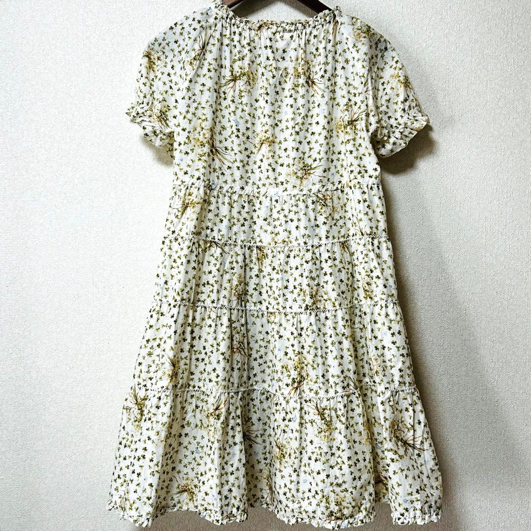 ピンクハウス　綿ローン　チュニック　ピコフリル　四葉のクローバー【訳あり】P49