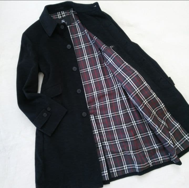 【極美品 M】バーバリーブラックレーベル 幻の 最高級 カシミヤ入 ウールコート