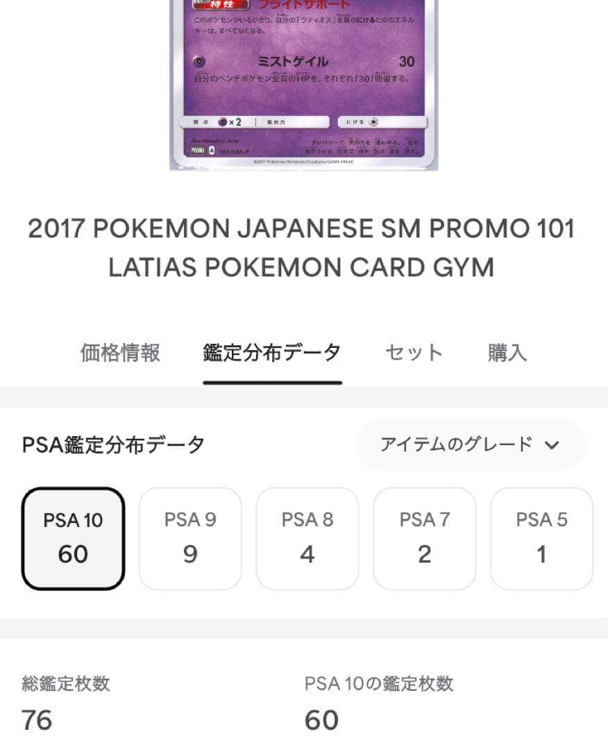 希少世界60枚　PSA10 ラティアス SM-Pプロモカード 101/SM-P