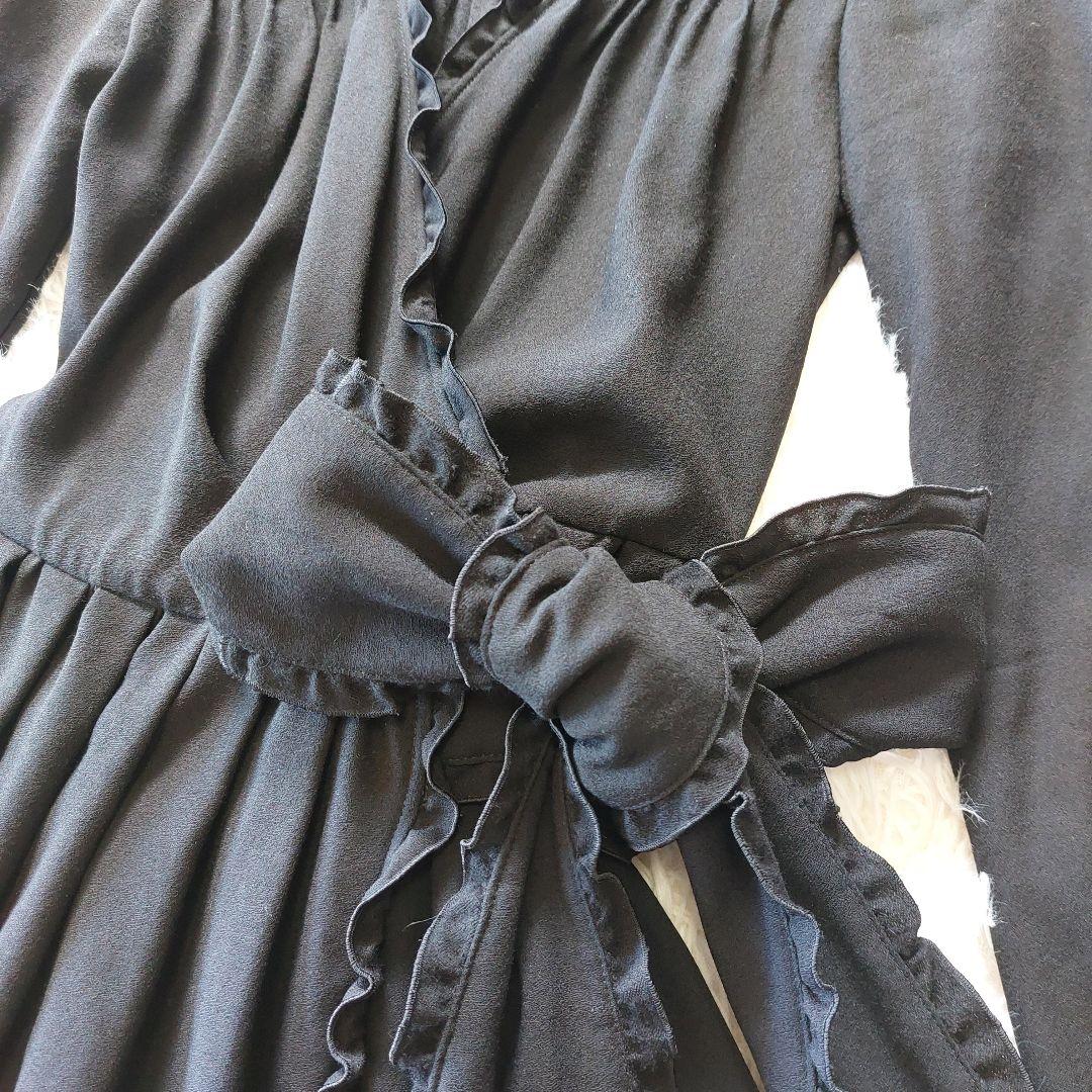 ADORE ワンピース サイズ38 黒 ラップワンピース リボン