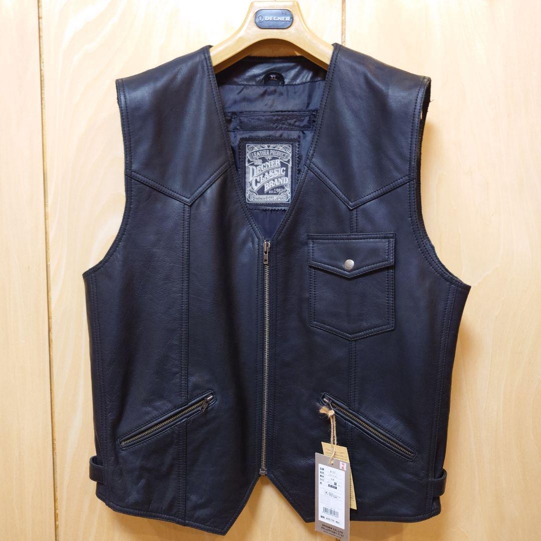 【最終価格！】【未使用品】デグナー レザーベストV-17 ブラック サイズ XL