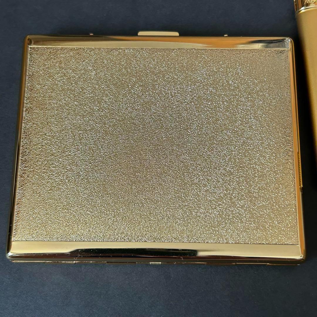 イヴサンローラン シガレットケース＋ライター＋火消 黒金 ロゴ ユニセックス美品