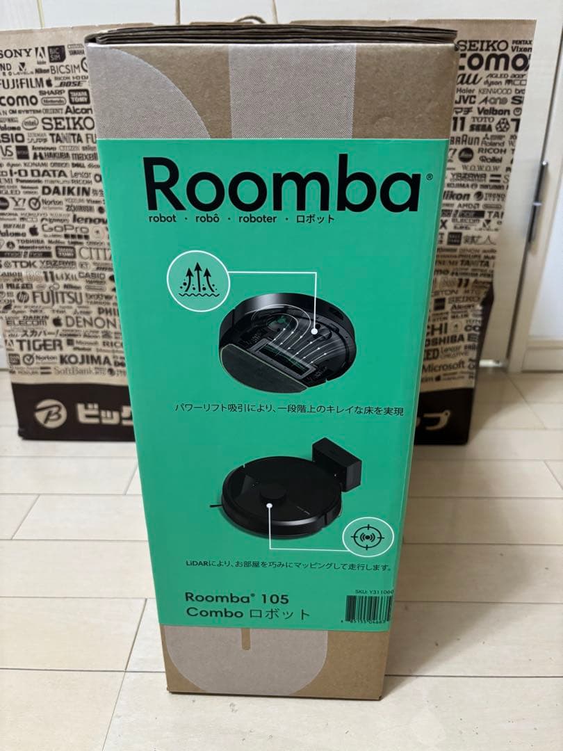 **値下げ**【新品未使用】Roomba105Comboロボット掃除機　水拭き黒