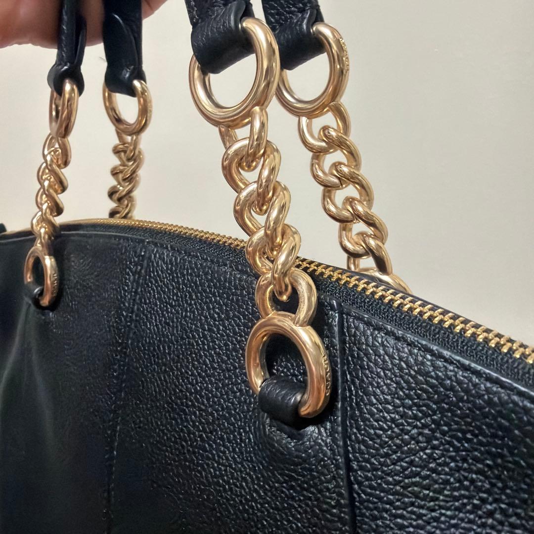 新品COACH 黒 レザー ハンドバッグ