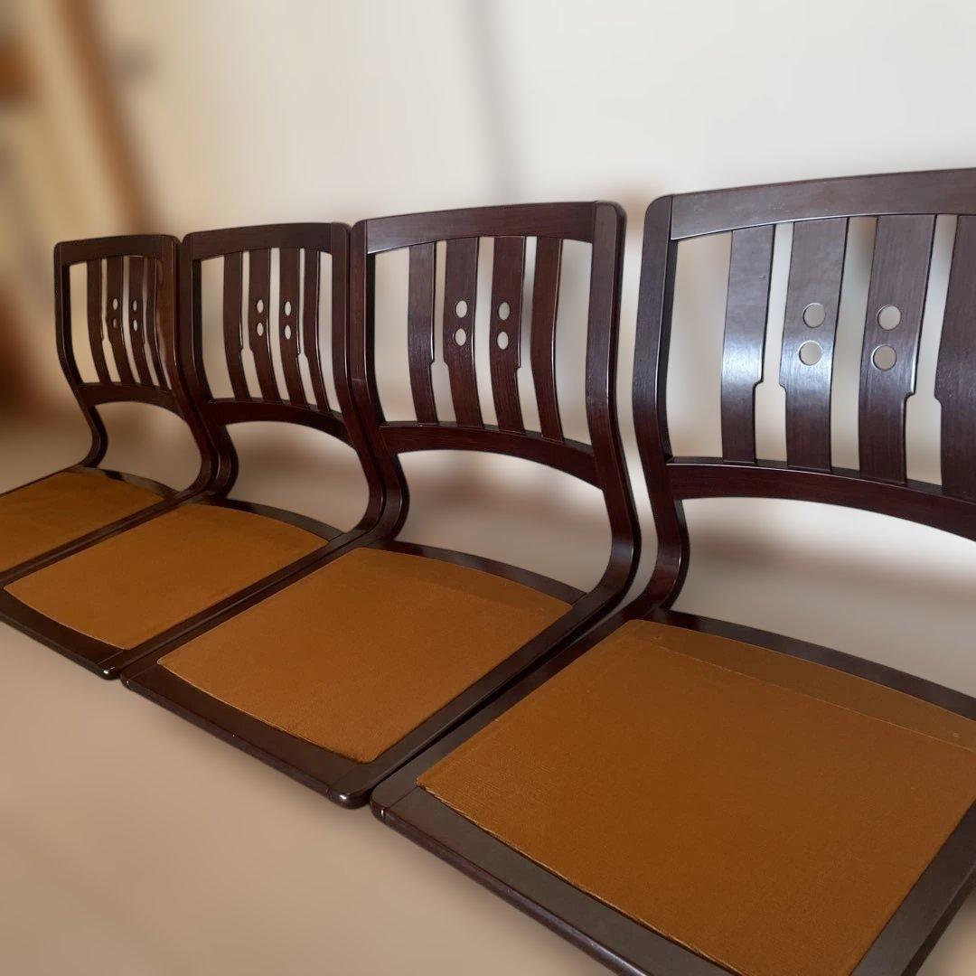 カリモク　座椅子　ダークブラウン 木製 スラットバック 4脚セット