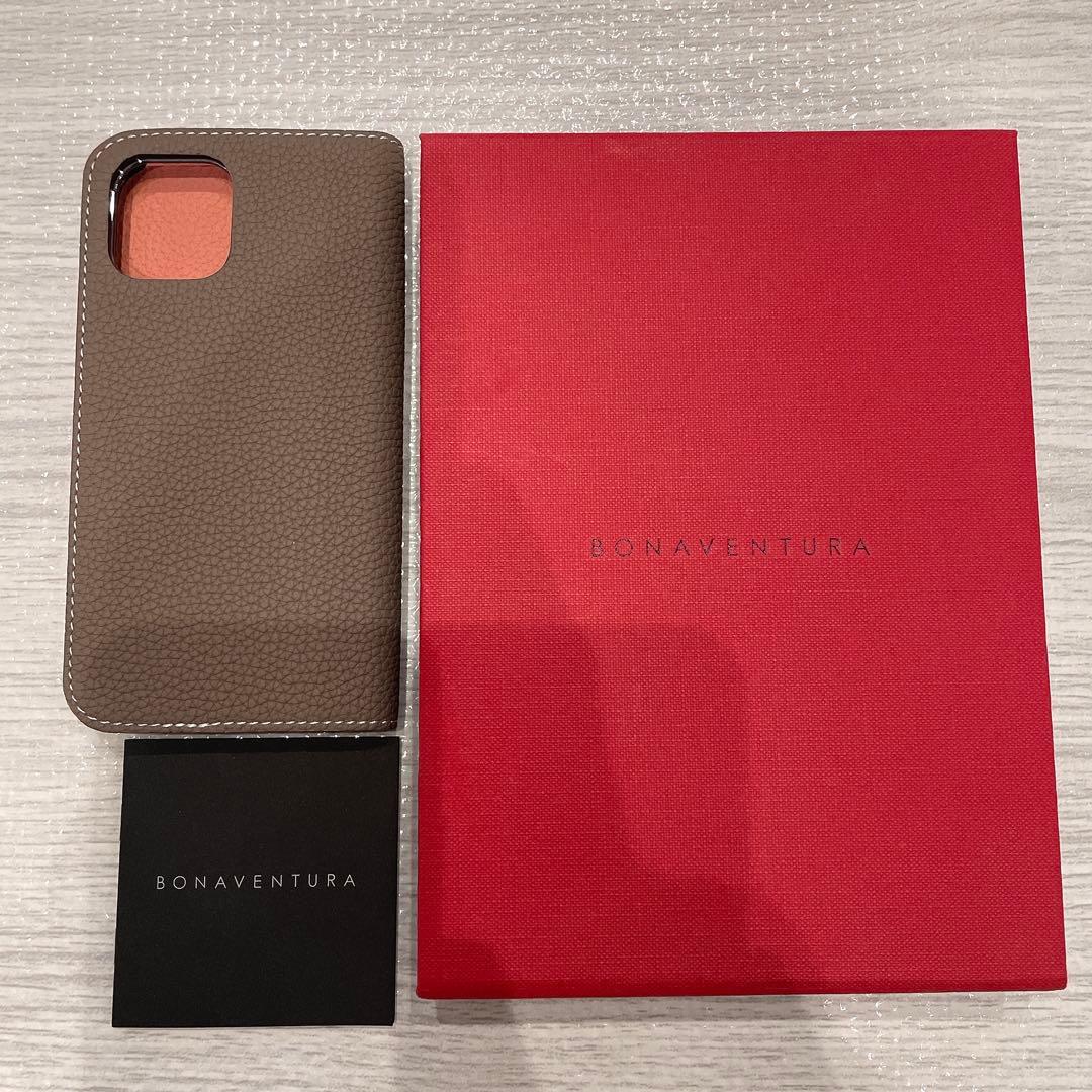 ボナベンチュラ　手帳型　iPhone12 12Proケース エトープ　コーラル
