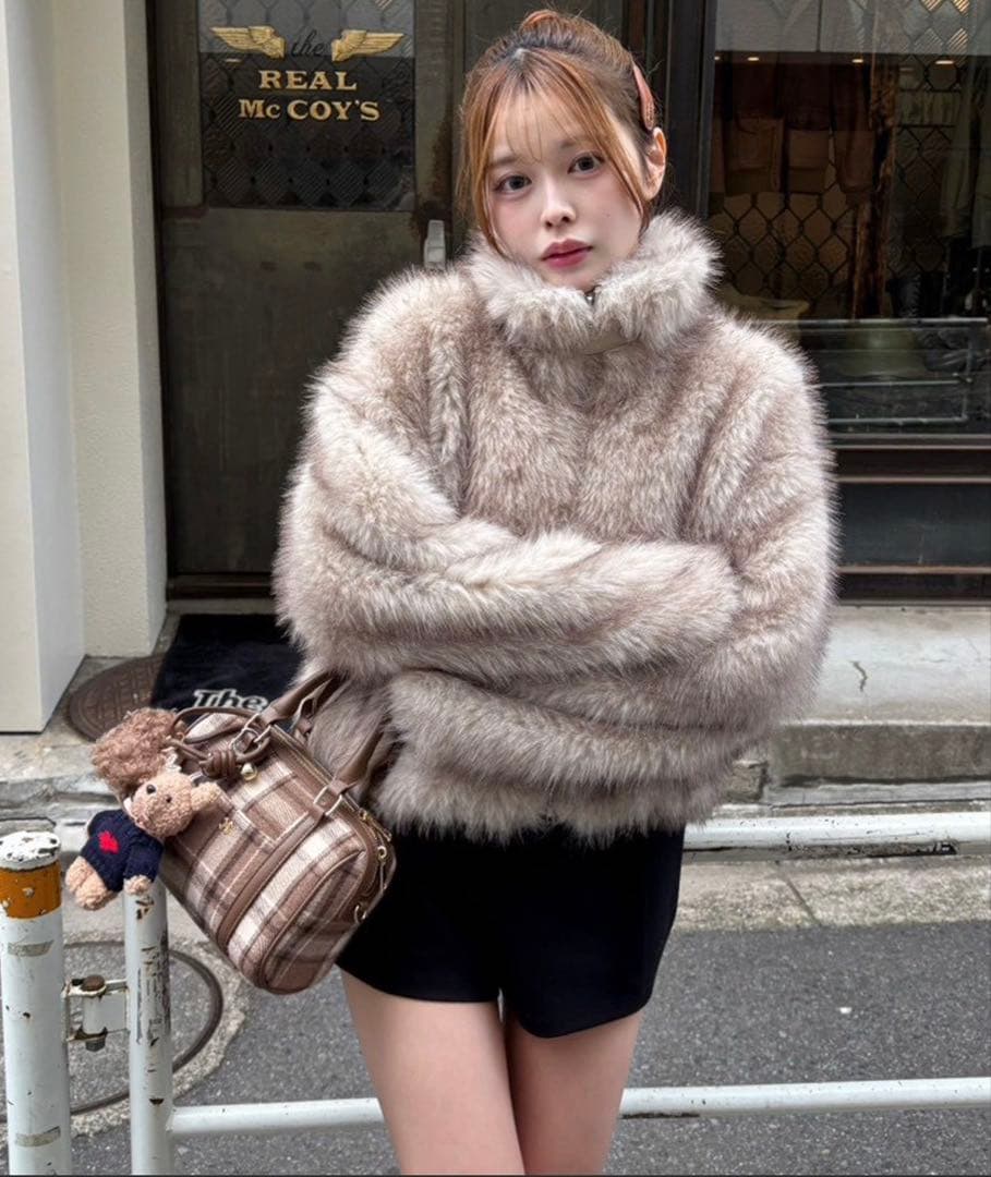 フェイクファーショートコート ナイスクラップ