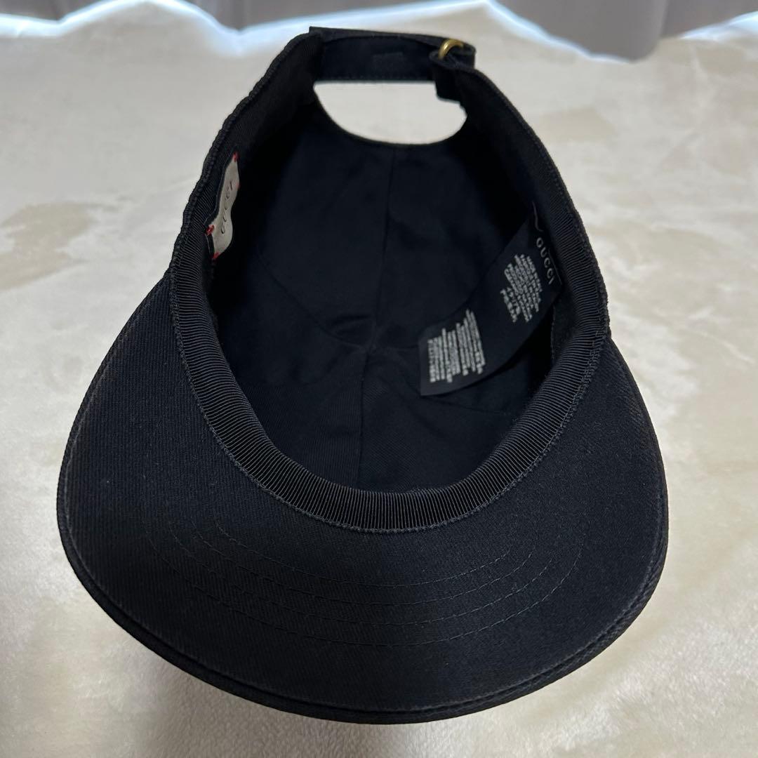 GUCCI ブラックキャップ LOVED刺繍 L59 ベースボールキャップ 帽子