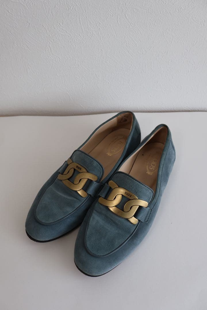 TOD'S スエード ローファー 青