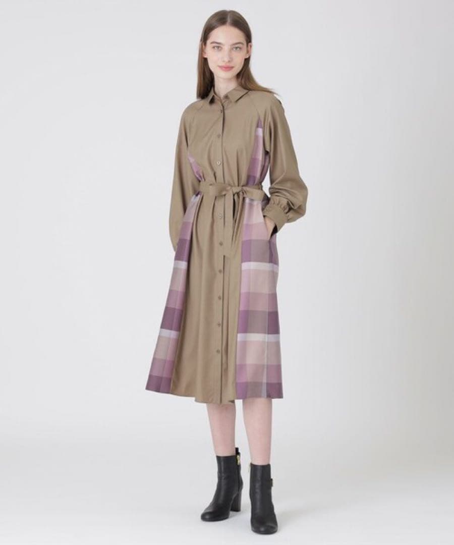 【ブルーレーベル】ソフトクリアツイルシャツドレス