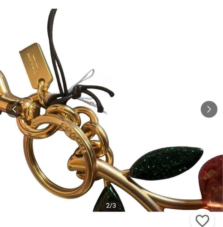 新品未使用コーチチャームチェリーシグネチャーキーホルダーレディースメンズ送料無料