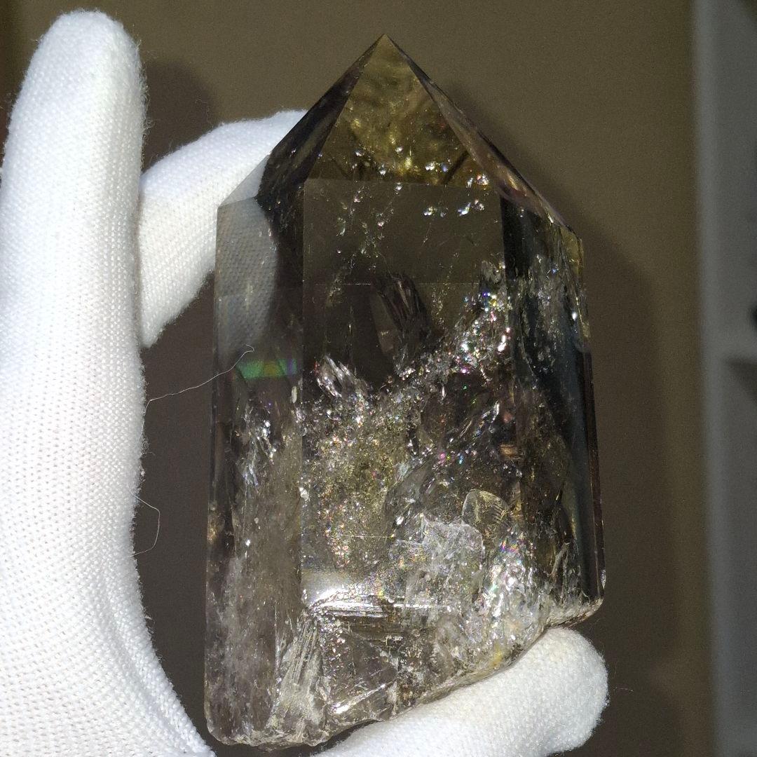 天然石✨️スモーキーシトリン　ゼウス　ポイント✨️虹ギラギラファントムあり台座付