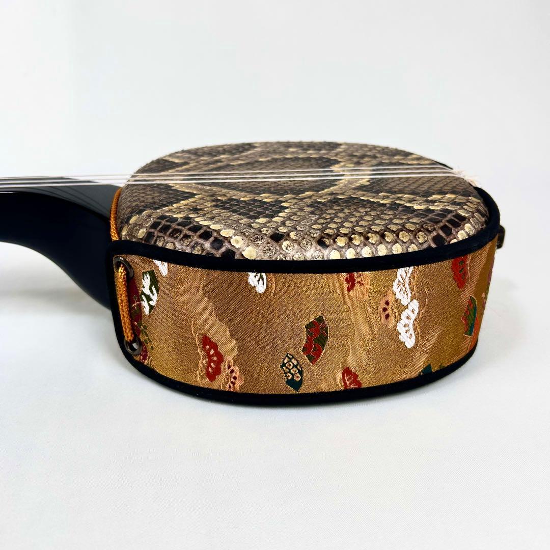 【美品】沖縄三線 本革 蛇革 ハードケース付 付属品多数 三味線