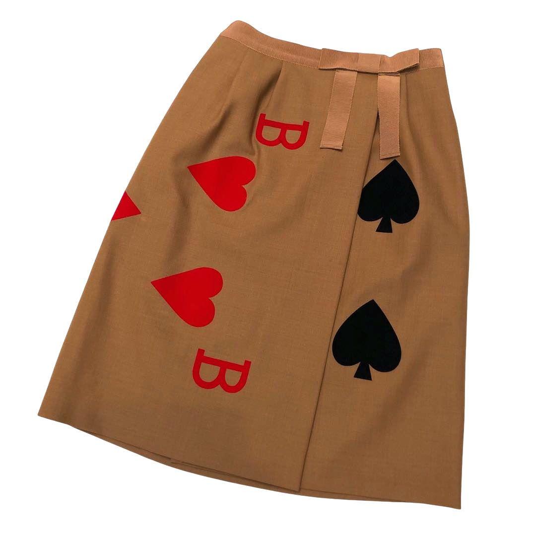 ★希少レア★ブティックモスキーノ ウールスカート トランプ スペード ハート