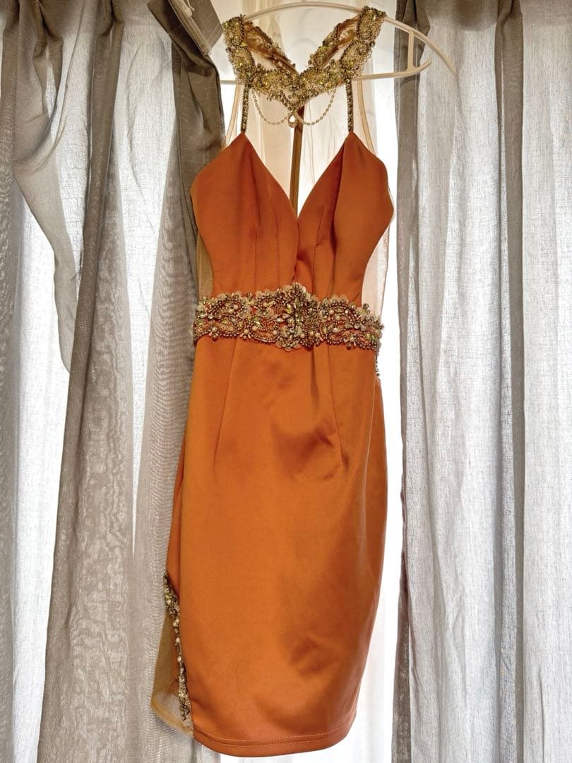 AngelR ビジューシアーホルターストレッチタイトミニドレス