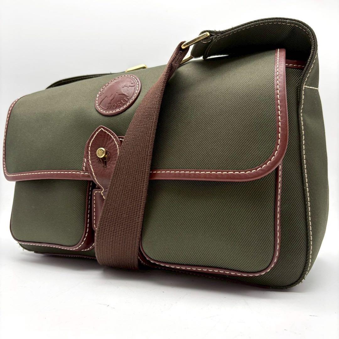 極美品 ハンティングワールド サファリトゥデイ ショルダーバッグ グリーン