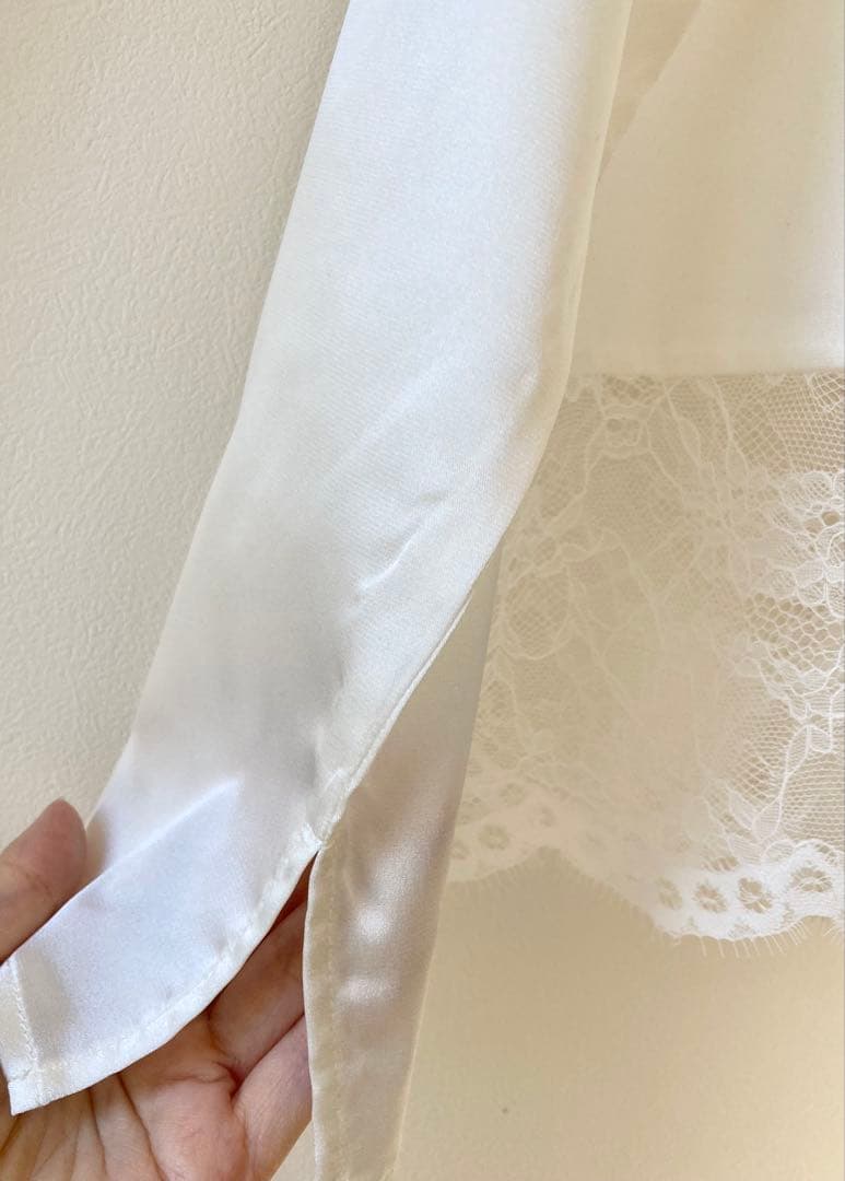 NOLLEY'S／ウォッシャブル裾レース2WAYオトナサテンブラウス