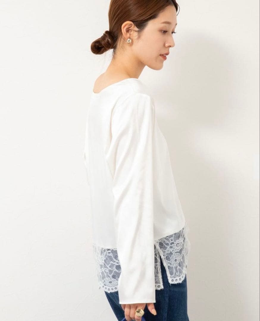NOLLEY'S／ウォッシャブル裾レース2WAYオトナサテンブラウス