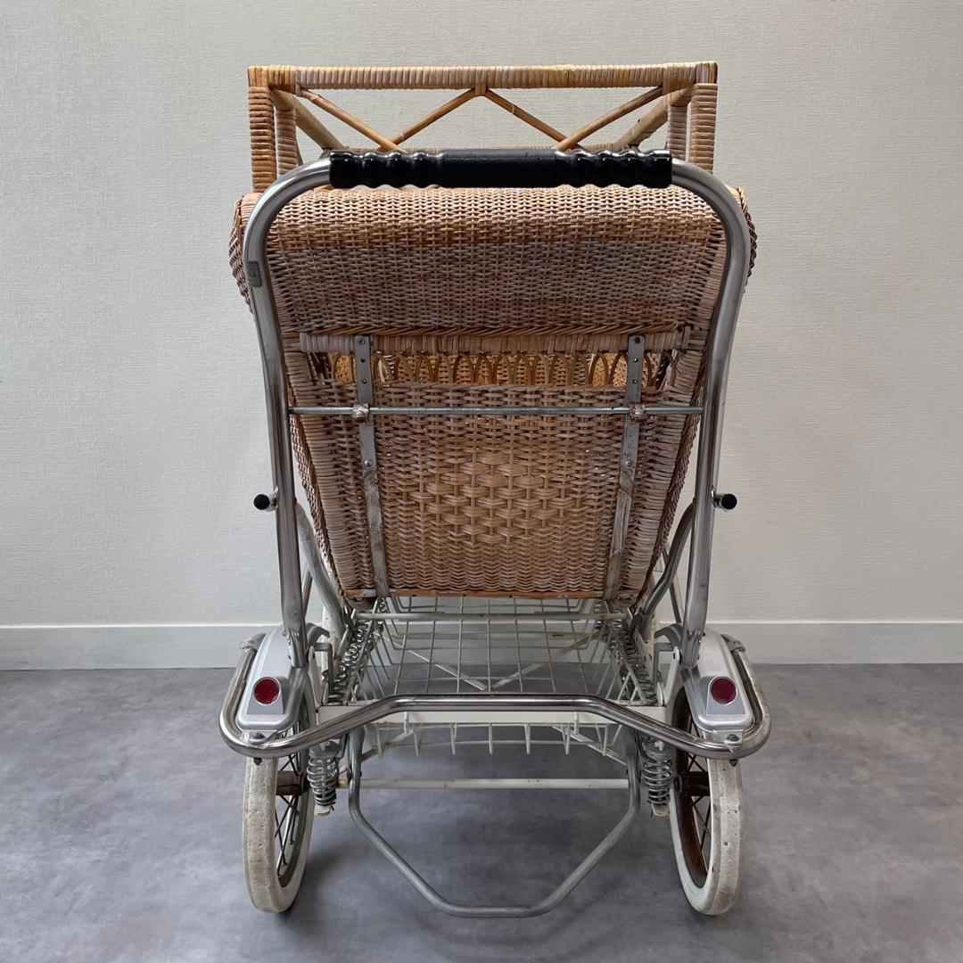 ヴィンテージ 乳母車 ベビーカー ラタン 昭和レトロ 籐 オブジェ ビンテージ
