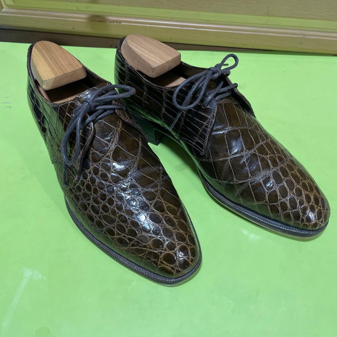 クロコ革靴　ブラウン　ビンテージシューズ　サイズ5〜5.5