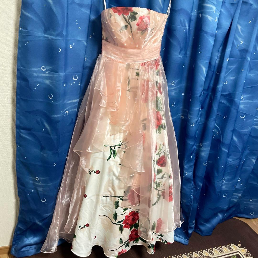 花柄ドレスパニエ付、編み上げ、新品未使用