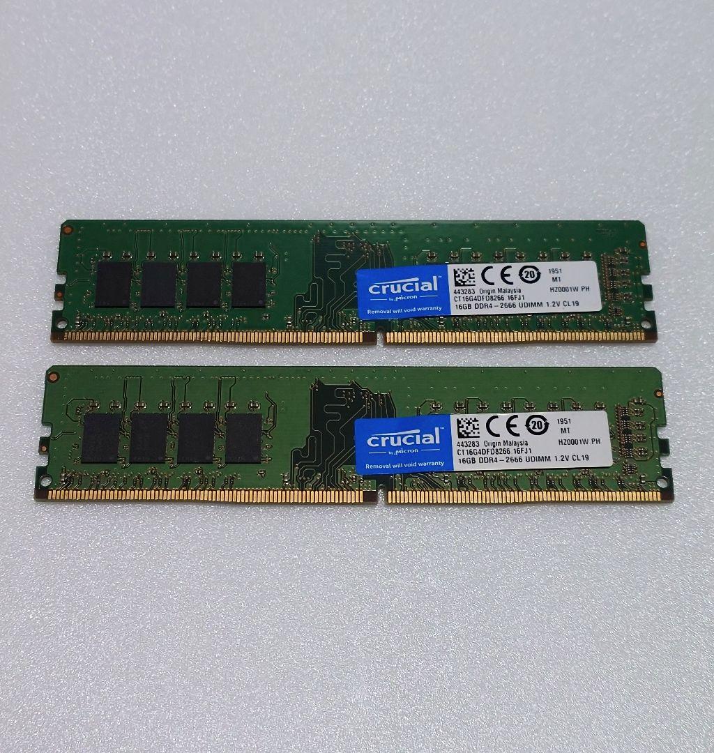 Crucial DDR4 2666 16GB ×2 計 32GB 【動作確認済】