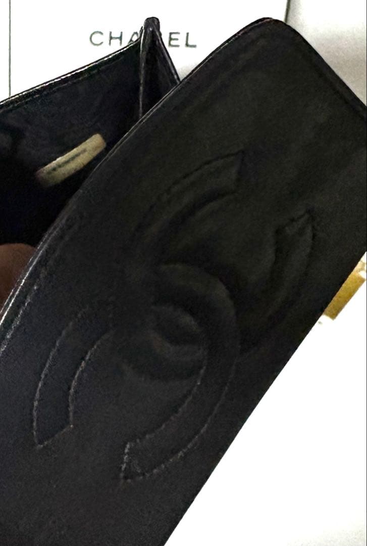 CHANELシャネル☆ブラックレザー ケース☆メッセージカード&ショッパー