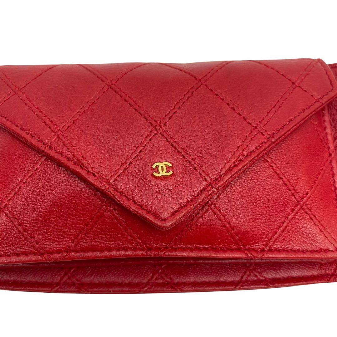 美品 シャネルビコローレ マトラッセ レザー ウエスト ポーチ ボディバッグ.