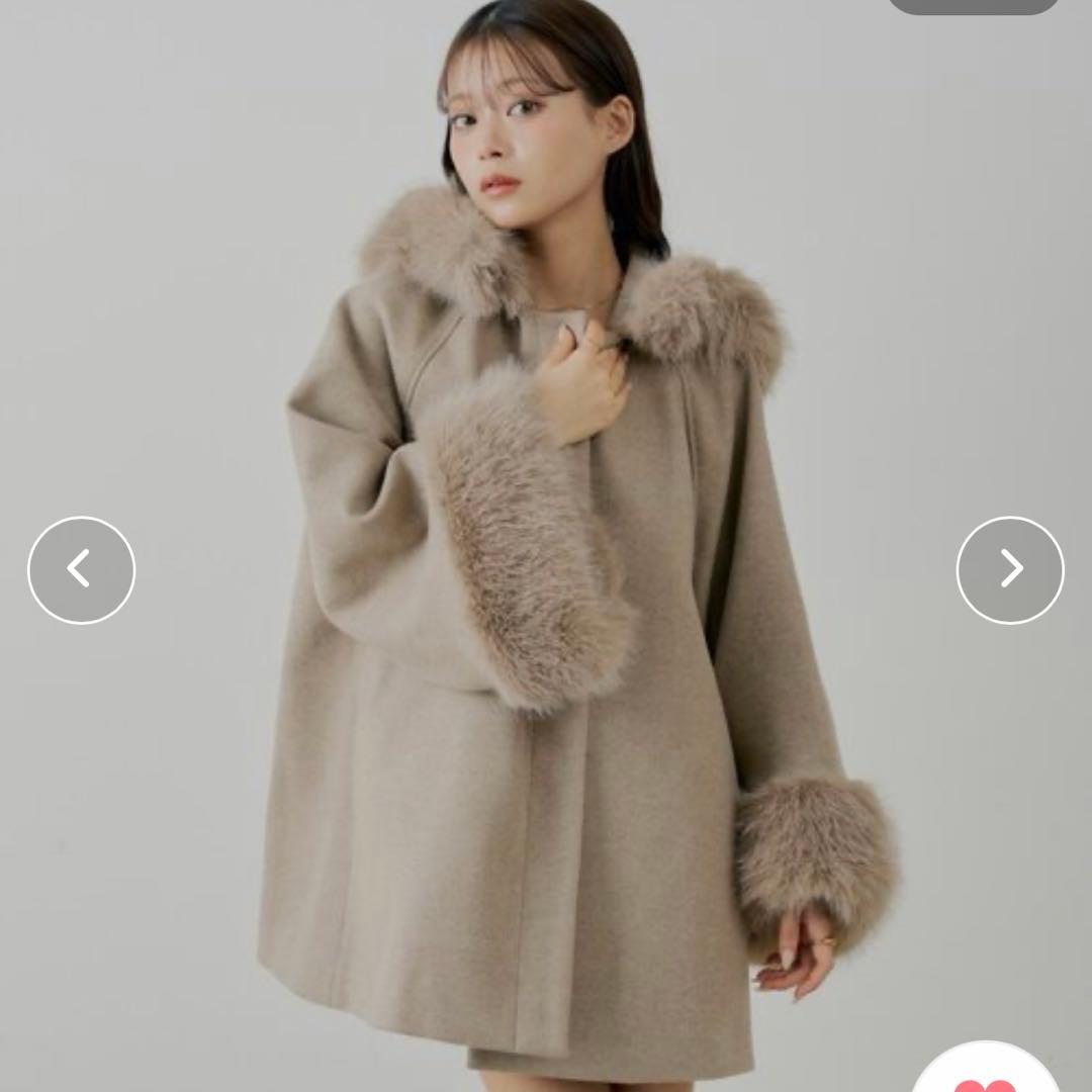 chico ファー襟ケープコート