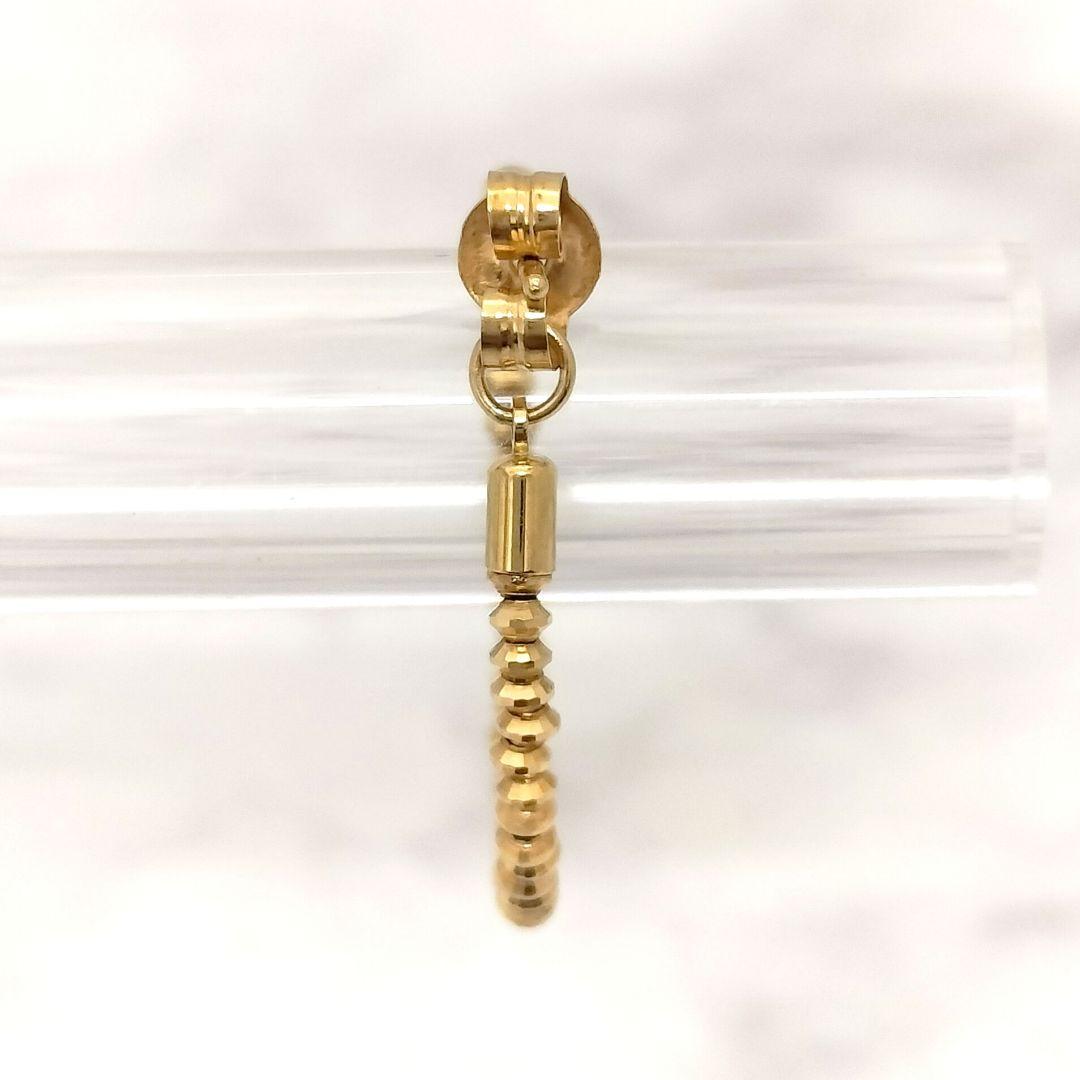 タイムセール♡K18 フー ピアス ワッカ 落ちないキャッチゴールドカットビーズ