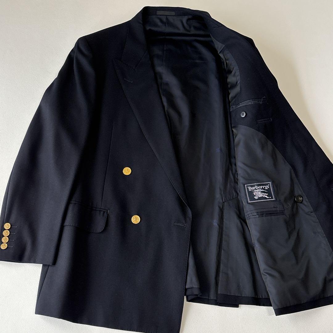 極美品✨稀少XL バーバリーズ 紺ブレ 金ボタン ダブルブレスト テーラード