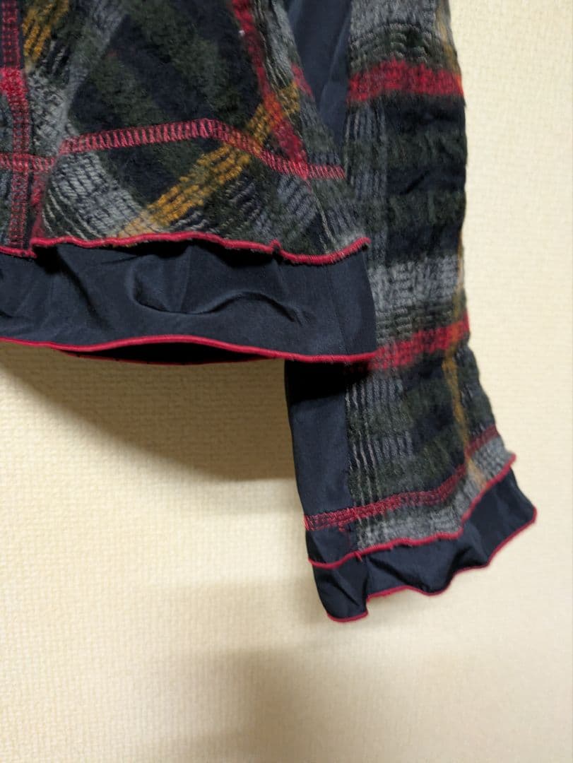 Eクラット エイココンドウチェック柄 テーラードジャケットウール78%42未使用